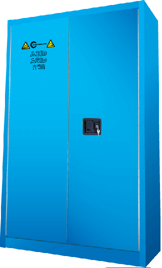 Safety storage acid cabinet (45 US gallon). 3 adj. shelves.